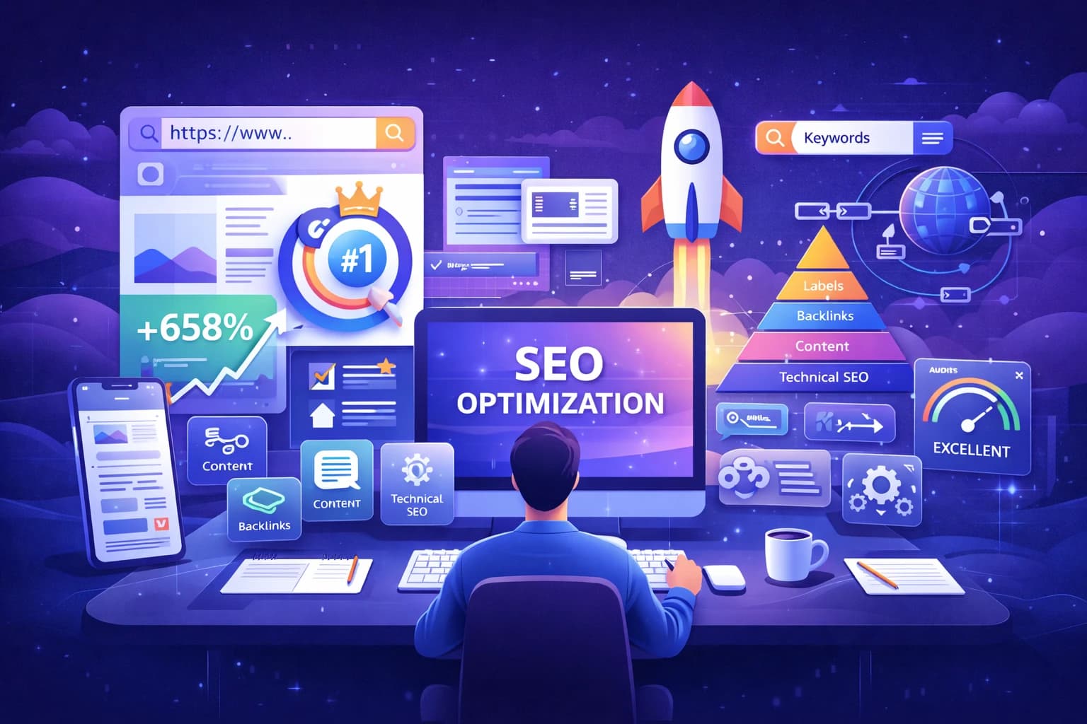 Corevia Solutions SEO optimization — technical audits, on-page structure, search analytics, and measurable organic growth